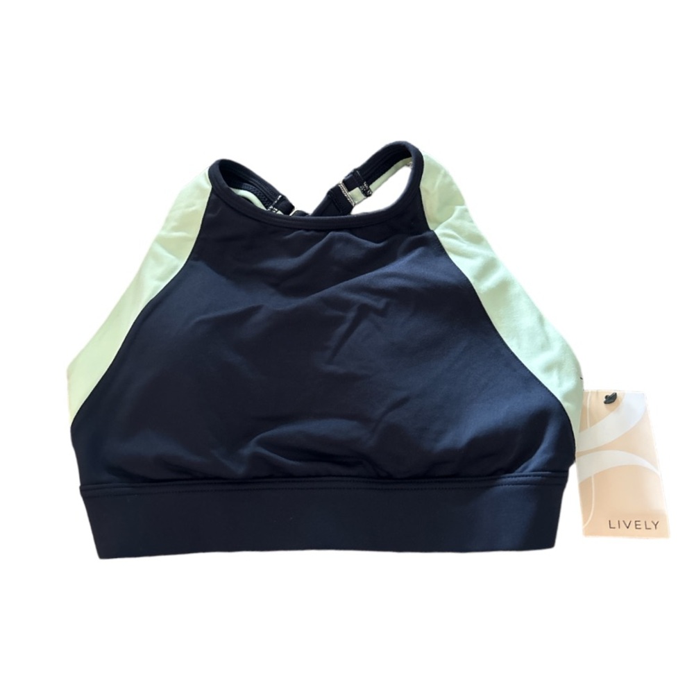 NWT, Lively Sport Bra, Navy & Aqua, High neck with racerback straps - Picture 4 of 6